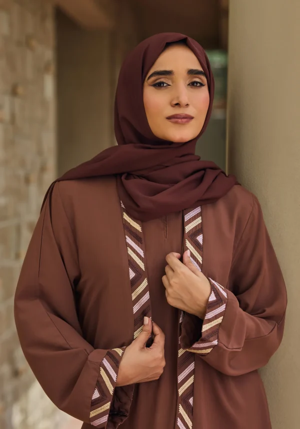 Brown Embroidery Inner Abaya - Image 2