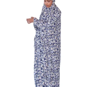 Printed Namaz Chadar - Navy Blue Jasmine Flower