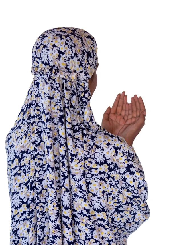 Printed Namaz Chadar - Navy Blue Jasmine Flower - Image 2