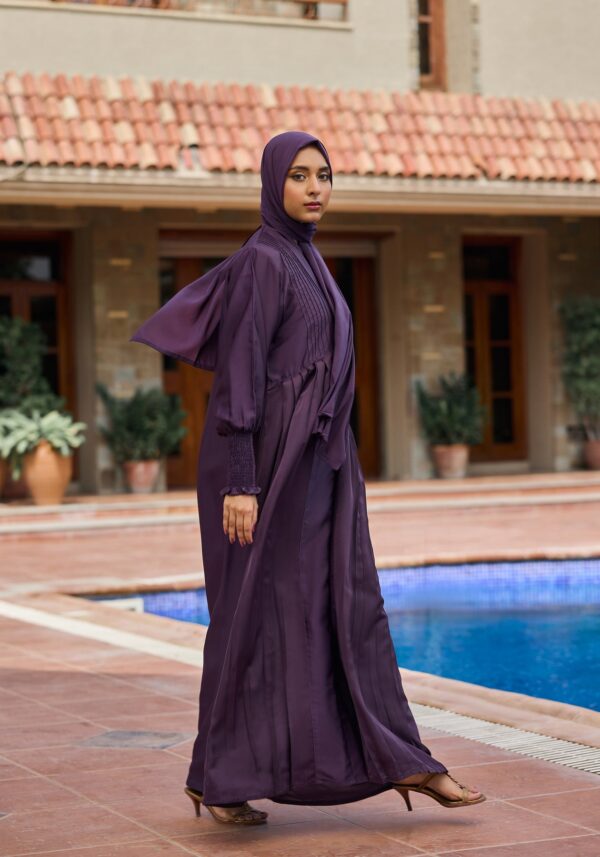 Purple Pleated Abaya - Image 3